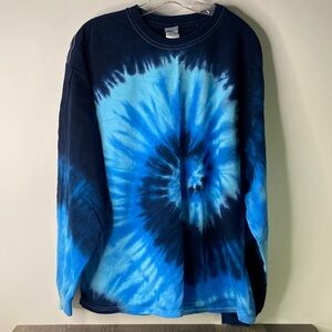 Blue Tie-Dye Long Sleeve Tee - Casual Men's XL Shirt - 1382